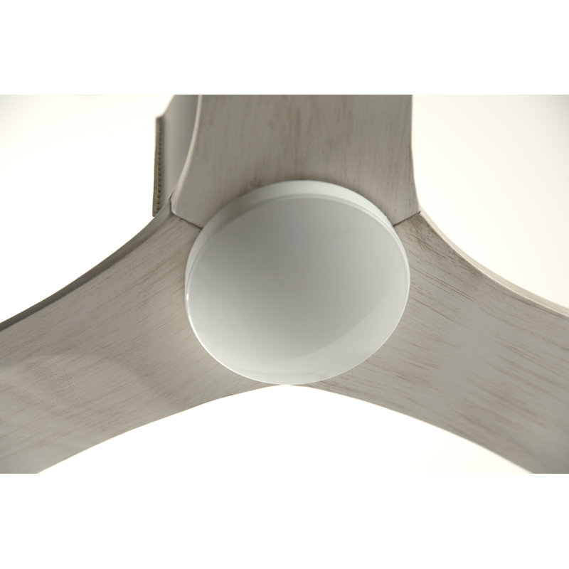 LeatherLuxe Downrod Ceiling Fan, Wall/Remote Combo Controls, Gloss White/Ivory, Whitewash