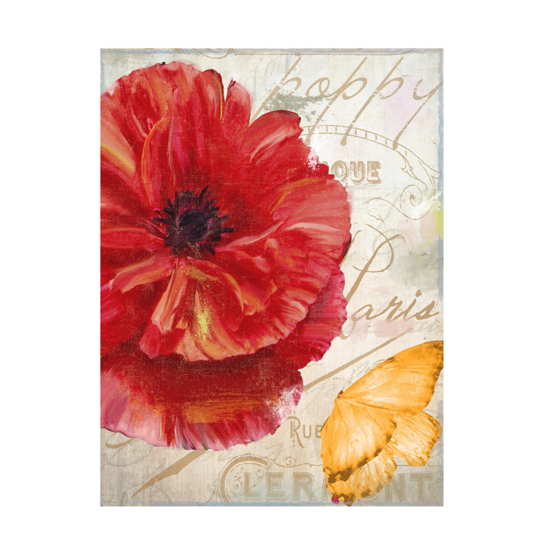 Art sur toile, "Sasha Red Poppy", H 14 po x l 19 po