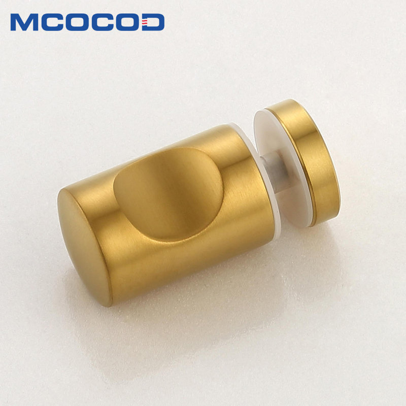 Poignée de porte de douche, poignée en acier inoxydable de 1 po (25 mm) pour verre de 1/4 po à 1/2 po d'épaisseur, Or brossé