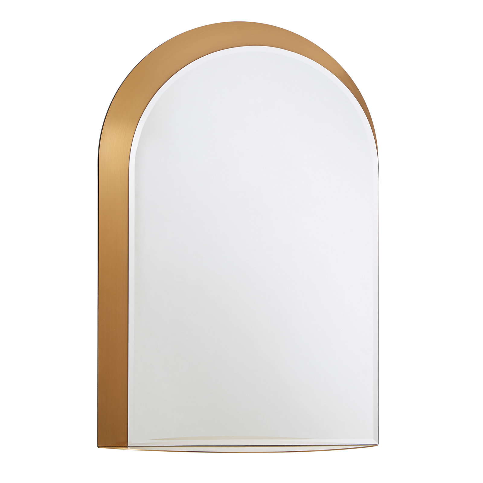 Wendolyn Metal Arch Mirror with Shelves, Gold