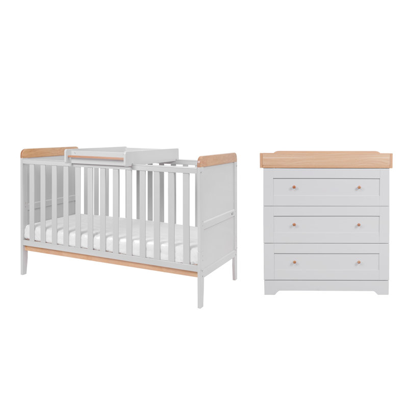 Rio Cot Bed 3-Piece Nursery Furniture Set, Dove Grey/Oak