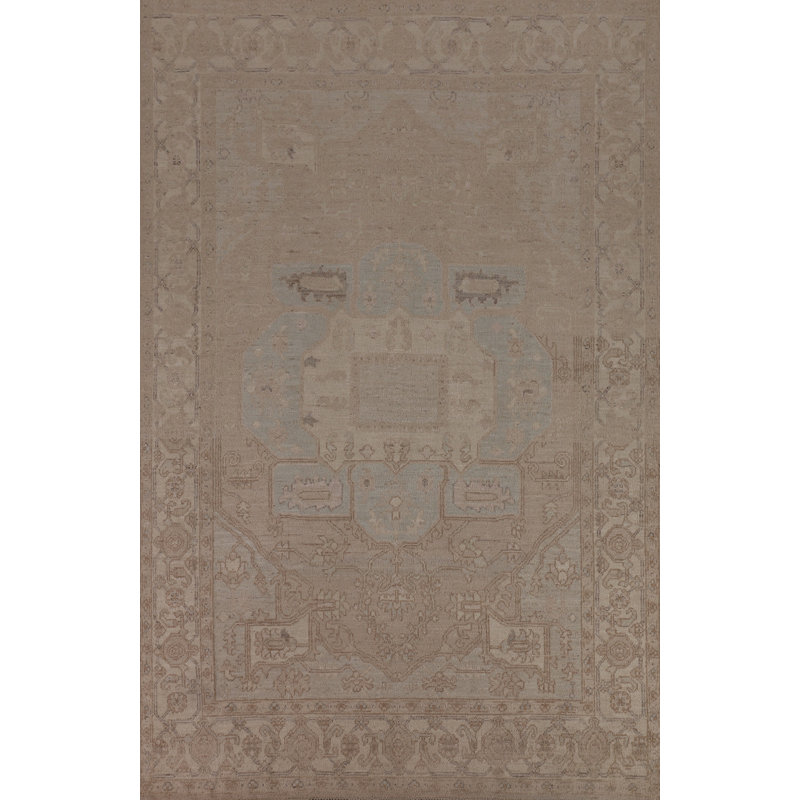 Vegetable Dye Geometric Oushak Area Rug 6x9