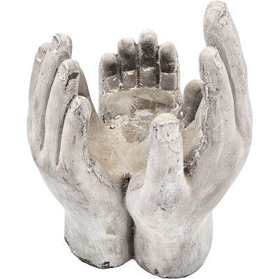 9-Inch Cement Accepting Hands Accent Decor In Antique Gray For Indoor Outdoor Planting And Candle Arranging Style 9 Of 2 Display Small Plants Or Candles