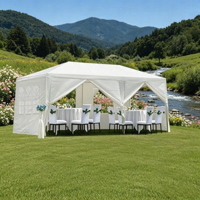 10 x 20 Ft Outdoor Gazebo Canopy Marquee, Heavy‑Duty Party Tent with 6 Removable Sidewalls for Wedding & Garden Events