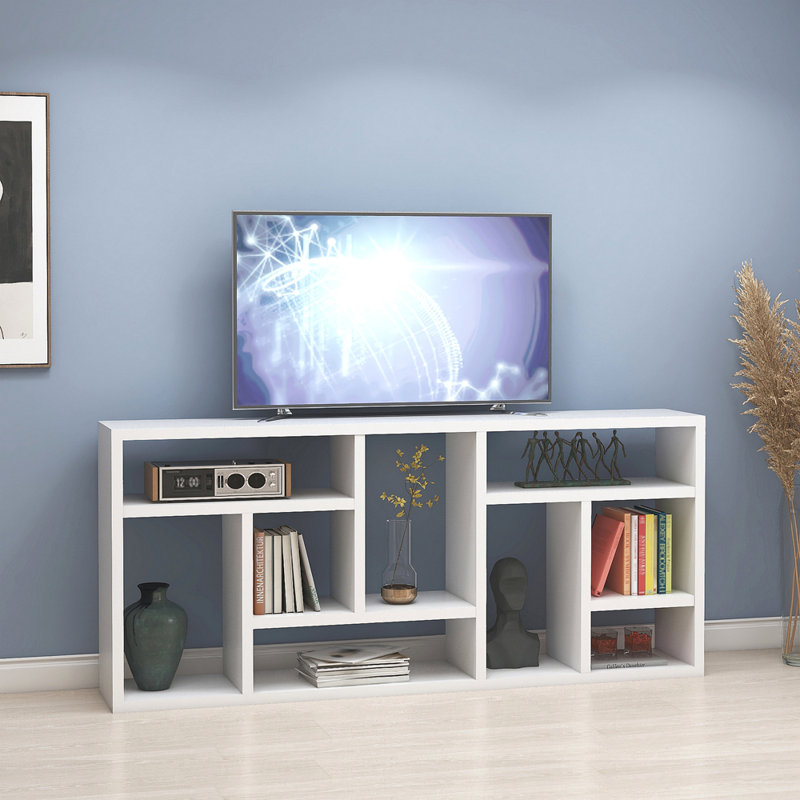 Bibliothèque contemporaine avec neuf tablettes - blanc