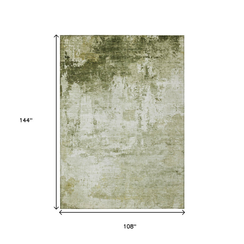 Tapis intérieur lavable abstrait 9 pi x 12 pi sauge et ivoire