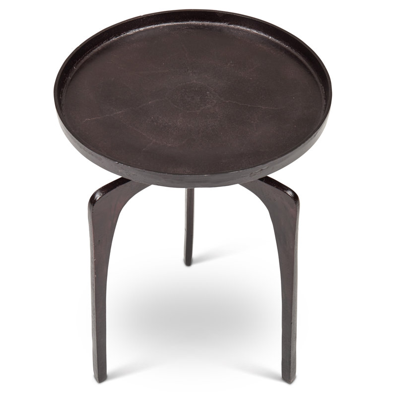 Tray Top 3 Legs End Table, Raw Bronze