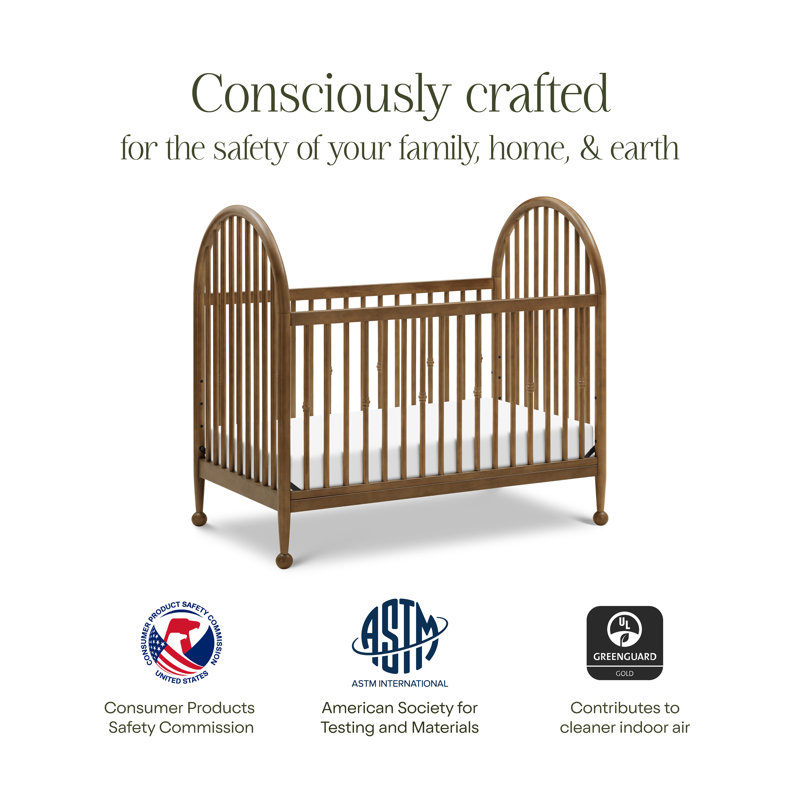Greenguard Gold Certified 3 -in-1 Convertible Crib, Natural Walnut