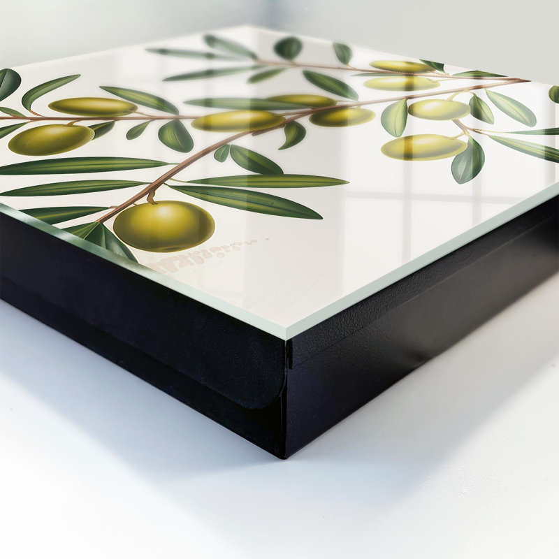 Key box for wall, Opens to the right, 30x30x5, White, A tree branch with juicy plums, 
