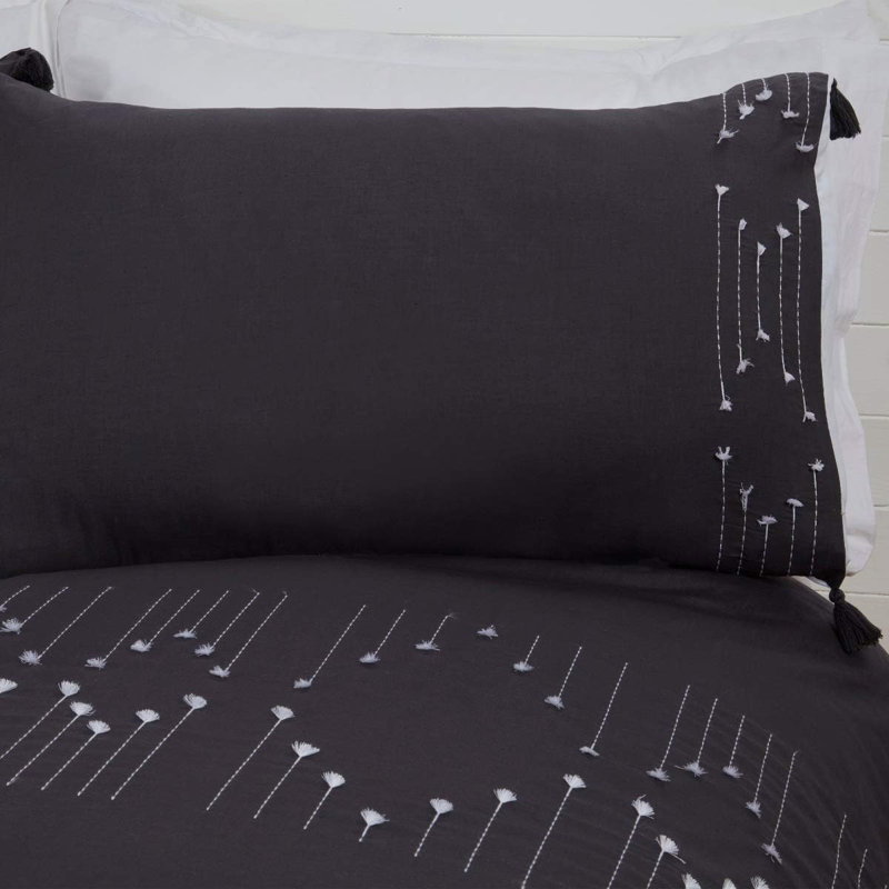Cotton Blend Bedding, King Duvet Cover + 2 Pillowcases, Grey