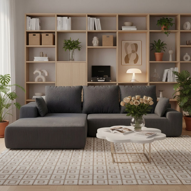 Boneless 2 - Piece No Assembly Required Upholstery Sofa, L-Shape Free Combination Cloud Sectional Couch for Living Room, Home Theater