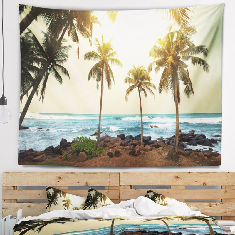 Tapisserie de plage tropicale avec palmiers Seashore, H 50 po x l 60 po