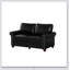 Causeuse élégante en similicuir noir avec rangement, alliant confort et design moderne pour les salons.-128741639