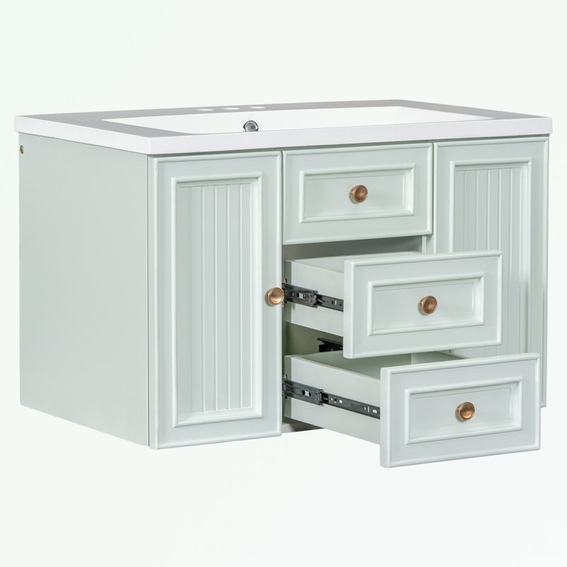 Ensemble de meuble-lavabo mural avec lavabo et tiroir fonctionnel