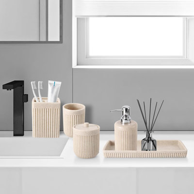 Resin Beige Bathroom Accessory Set