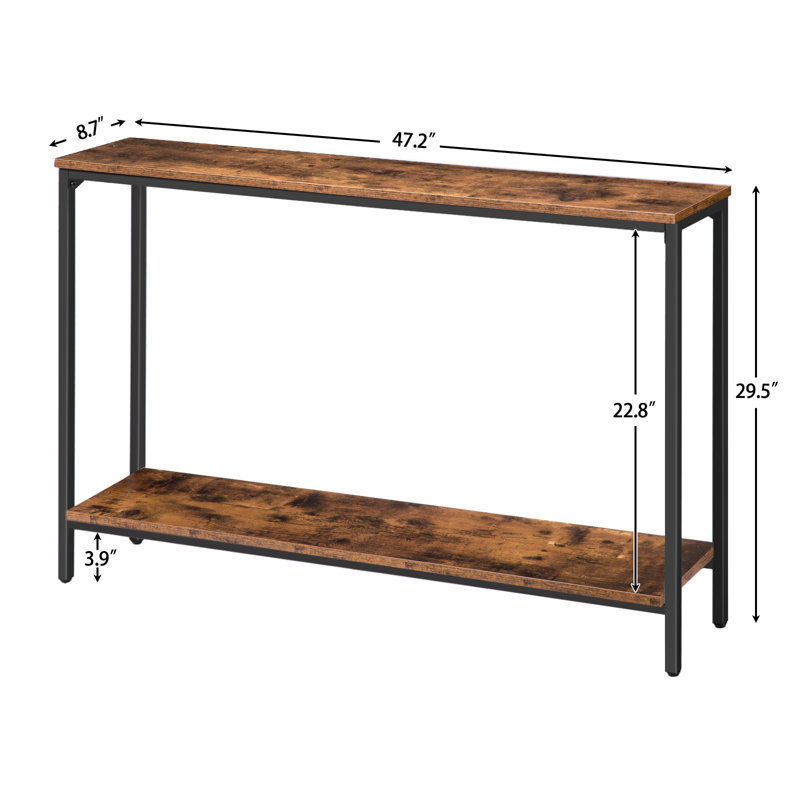 Kearria Console Table with Storage, Black, Rustic Brown, 29.5'' H x 47.2'' W x 7.9'' D
