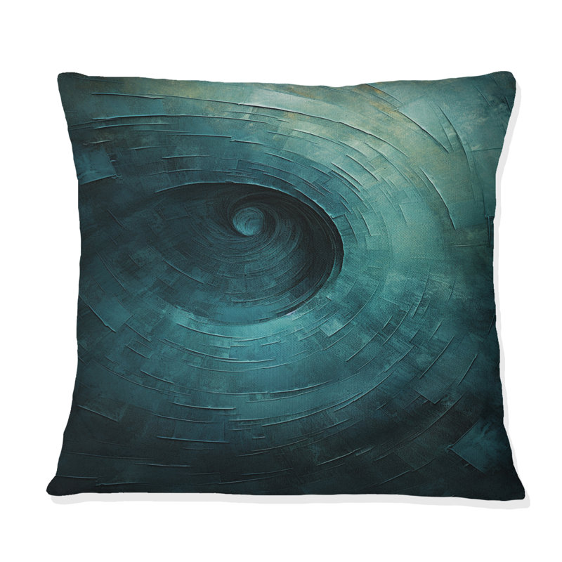Coussin décoratif bleu sarcelle torsadé Tranquillity Spiral I