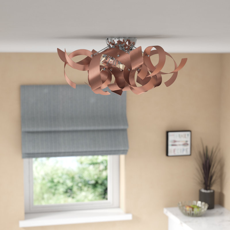 Plafonnier encastré à 4 lumières Ailis, Cuivre satiné