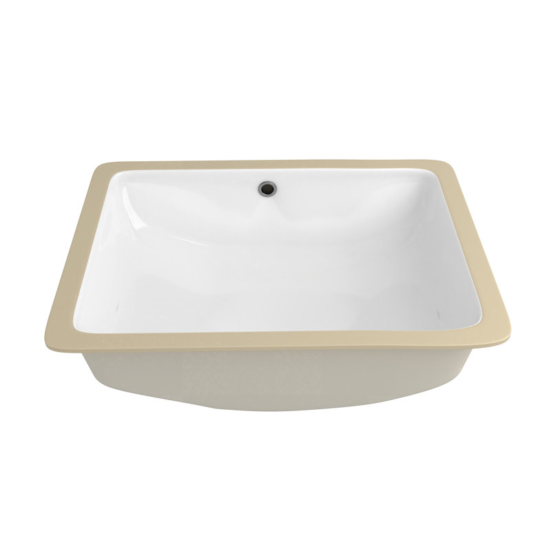 TOBILI 15.15'' X20.27" White Ceramic Rectangular Undermount Bathroom Sink with Overflow