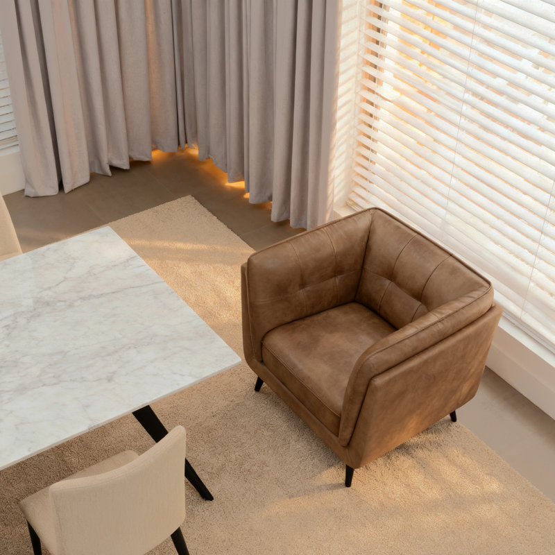 Chaise moderne avec accoudoirs brun avec coussin