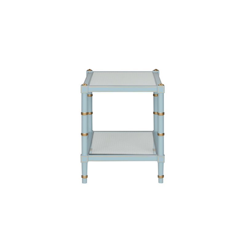 Conner Cane Cocktail Table, Blue/Gold