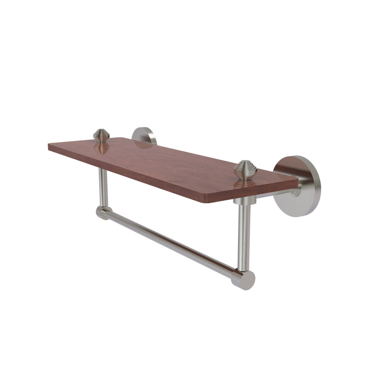 Tablette avec barre à serviettes Trond Ironwood, Nickel satiné, H 5 po x l 16 po x P 5 po