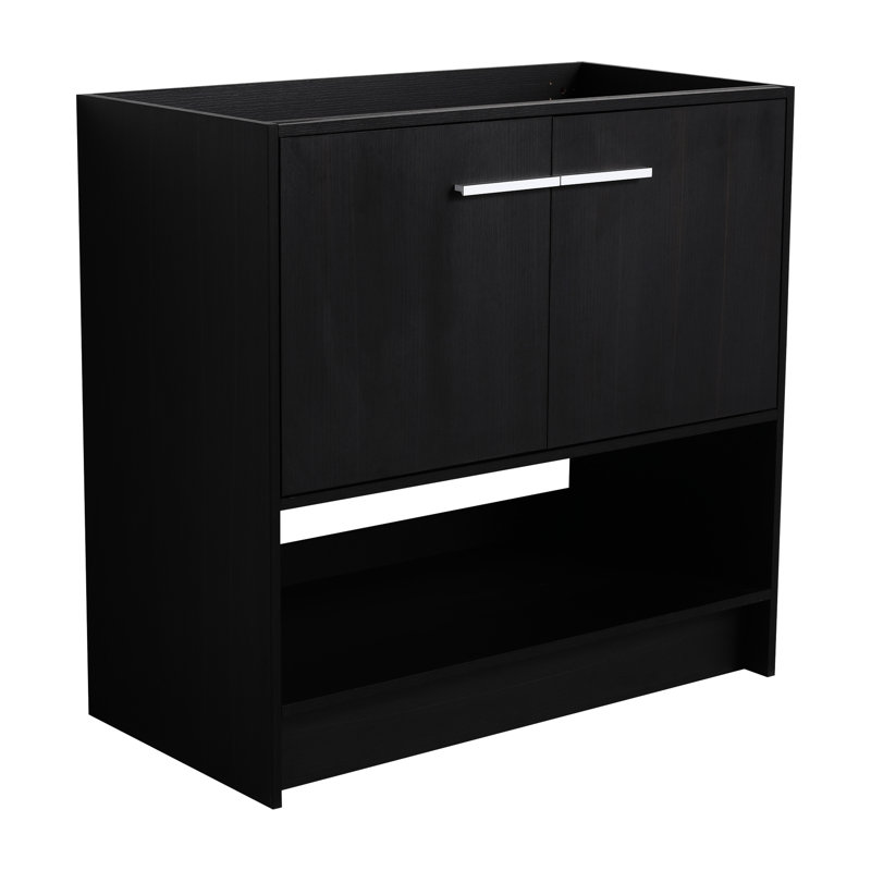 36" Freestanding Bathroom Vanity, Black Oak Plywood 2-Door Style, And Quick To Assemble Vanity With 2 Doors, Cabinet In For Bathroom, Construction, Easy Assembly