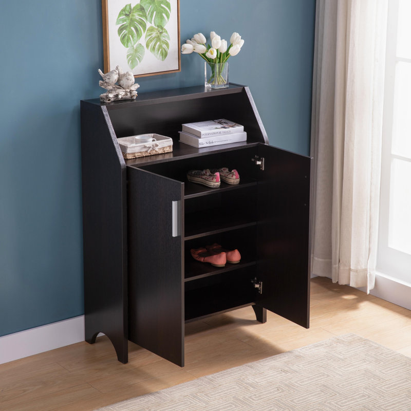 Armoire à chaussures / rangement moderne à deux portes avec 4 tablettes