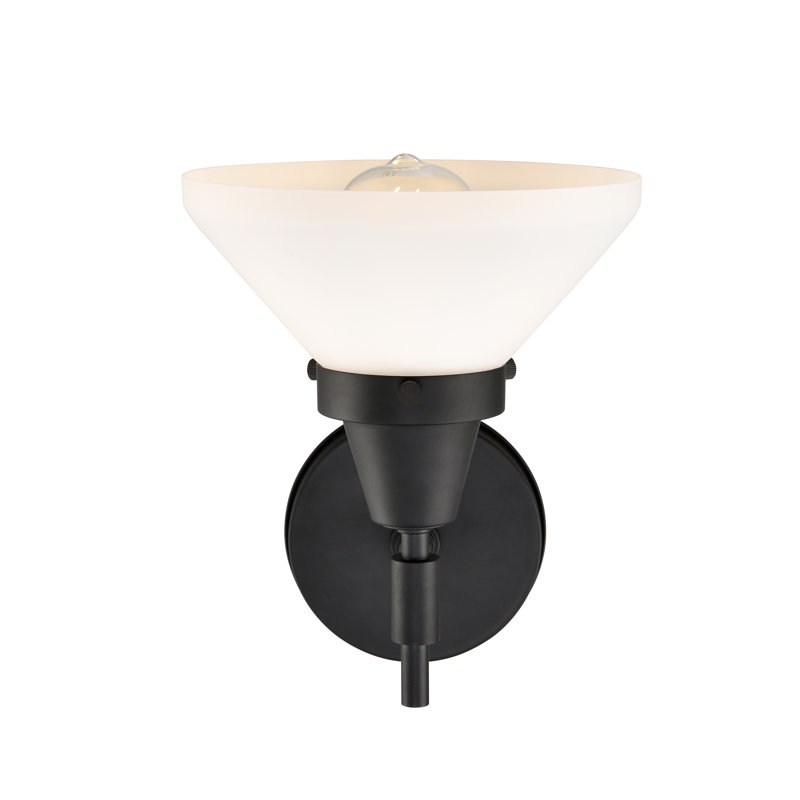 Applique murale à bras en acier 1 lumière Amede, Noir mat, Beige