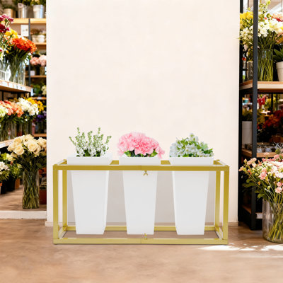 Metal Flower Display Stand With 3 Buckets