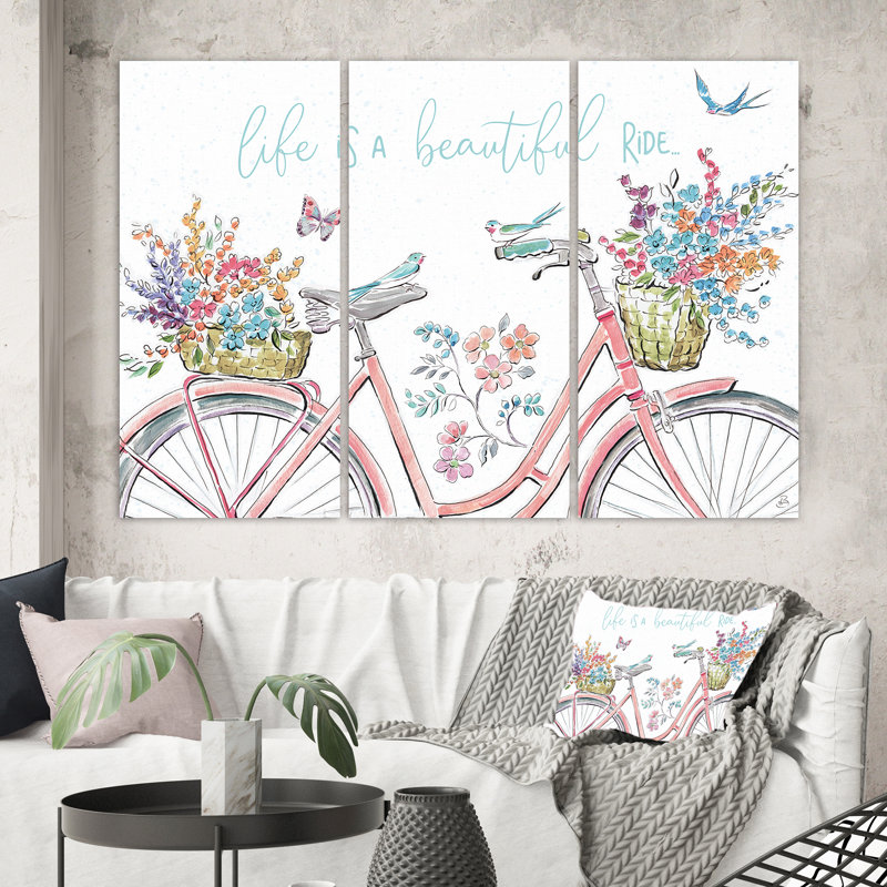 Bouquet de fleurs floral printemps français sur toile, plusieurs pièces - Bouquet de printemps, H 32 po x l 48 po x P 1 po