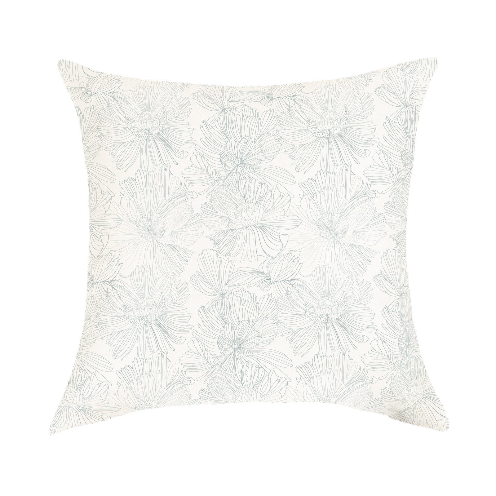 100% French Linen Pillow Sham, Cream & Wave Floral, Square 26", Down Alternative