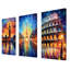 706-8028 " London's Big Ben, Paris' Eiffel Tower & Rome's Colosseum At Twilight " by V2 Design Co. 3 - Pieces Painting Print-185536721