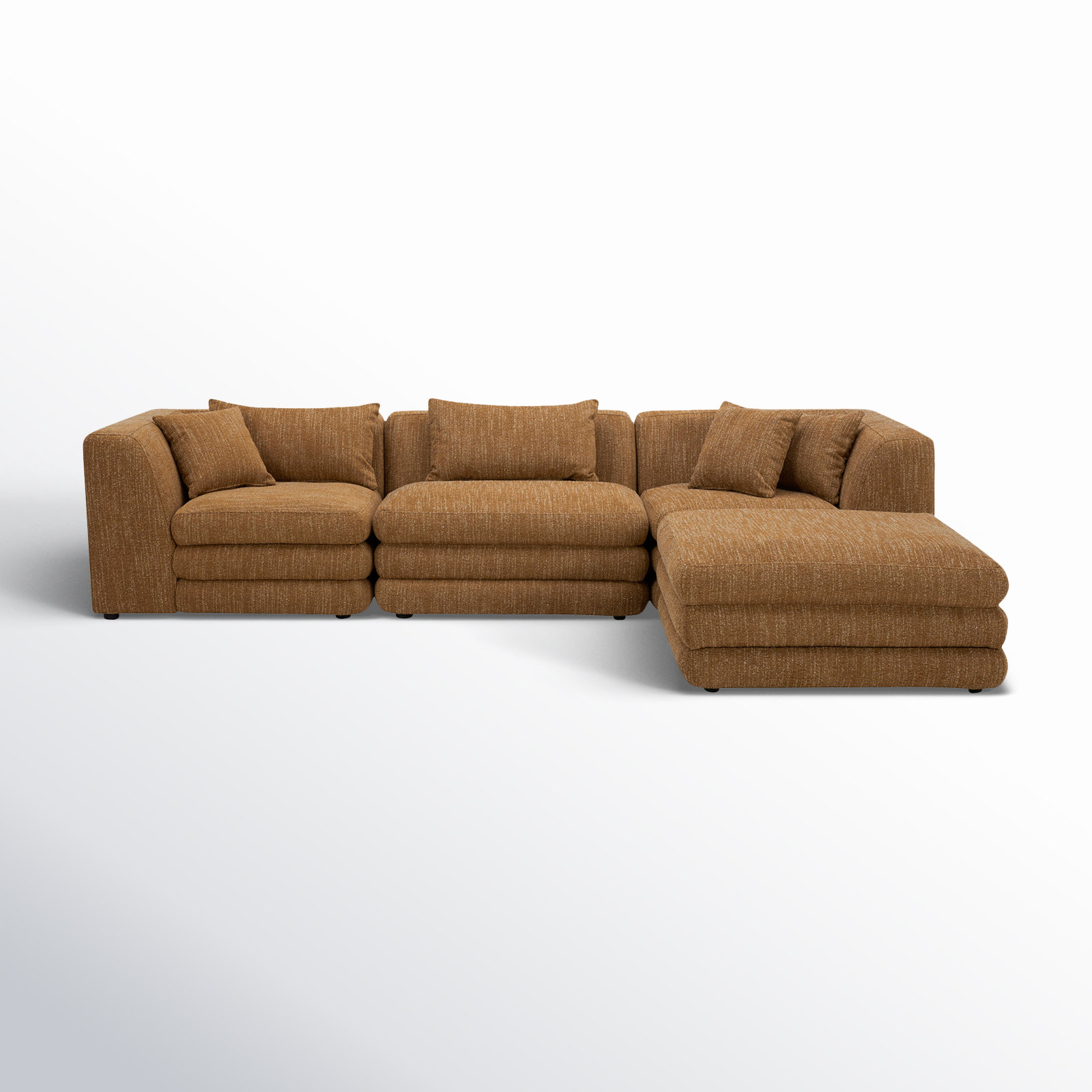 Donia Modular Upholstered Reversible L-Sectional, Amber Glow Mustard Tweed