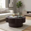 Table basse moderne en forme de fleur de prunier de 80,3 cm (31,6 pouces) avec rangement dissimulé, table d'appoint en placage de bois naturel pour salon ou appartement