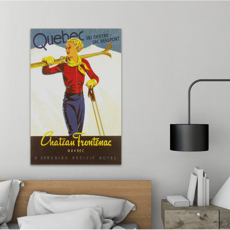 « québec ski centre », publicité sur toile tendue, H 36 po x l 24 po