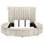 Grand lit rembourré avec rangement, boutons décoratifs en acrylique, charge, capitonnage de style chambre à coucher moderne, caractéristique dramatique