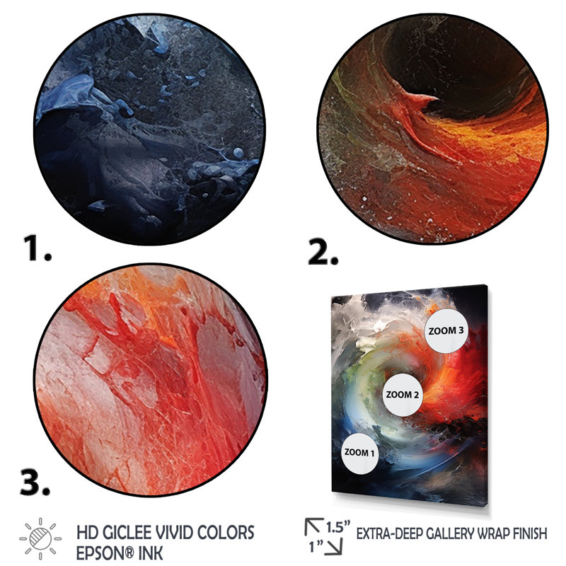 «Jadaly Colorful Storm Turbulent Symphony», reproduction d'art sur toile, H 44 po x l 34 po x P 1,5 po, Encadrement doré