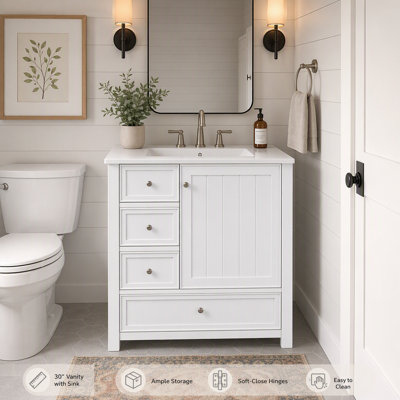 30 Inch Bathroom Vanity With Ceramic Sink