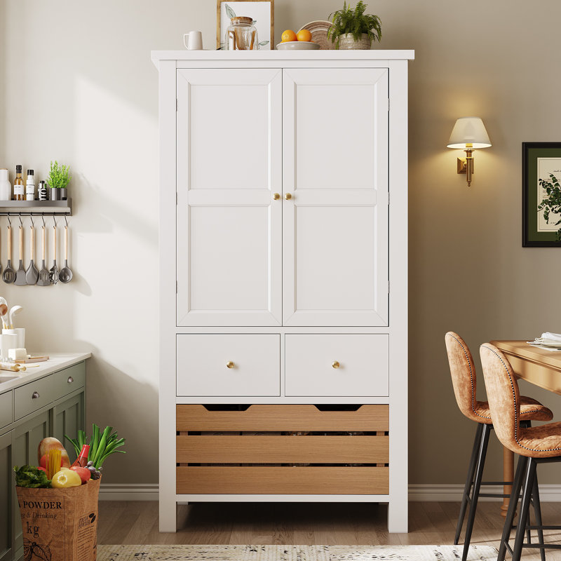 140cm Kitchen Pantry, White