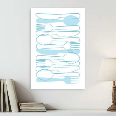 Stacked Kitchen Utensils Abstract Minimalist Modern Wall Art Print 1 Piece Wrapped Canvas Wall Art