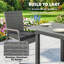 6 Seater Light Grey Rattan Garden Dining Set, 7 Piece with Extendable Acacia Wood Table and Stackable Cushioned Chairs