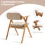Chaises pliantes avec accoudoirs, ensemble de 2 chaises de salle à manger pliables empilables en bois avec sièges rembourrés, kaki-126100116