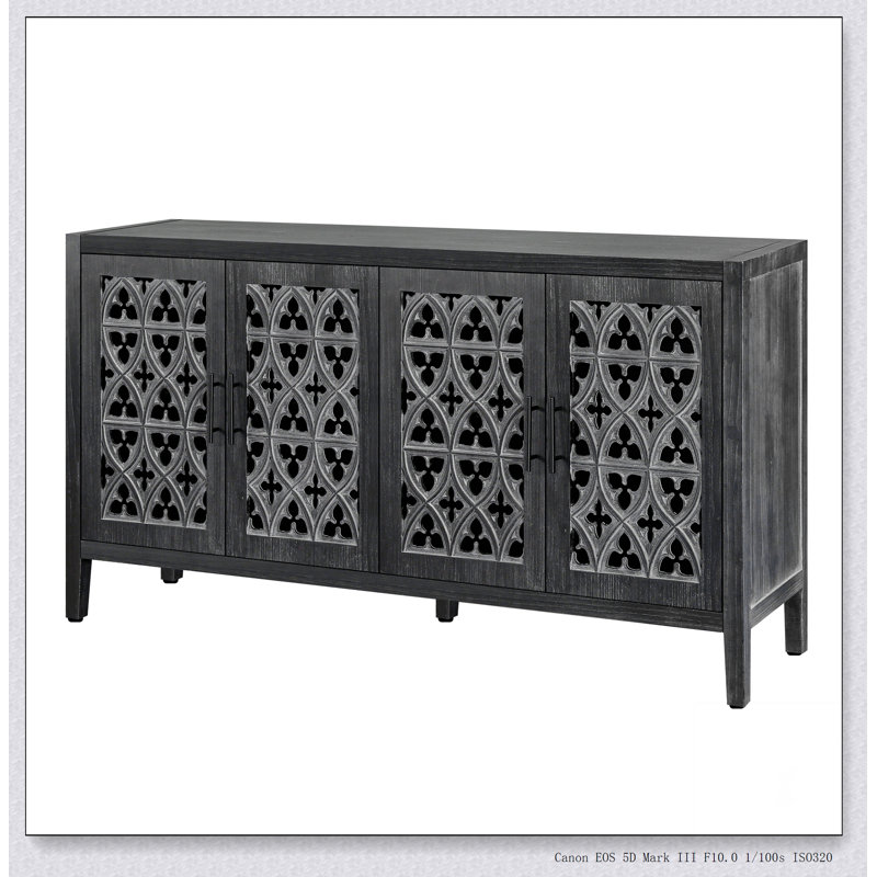 Armoire à quatre portes Hollow, Noir antique