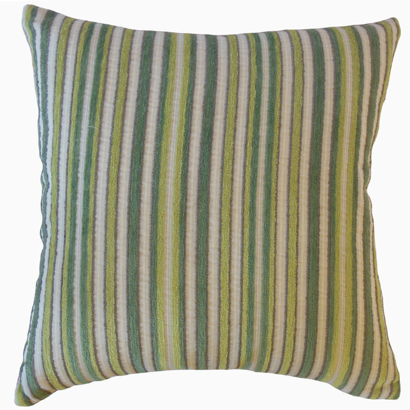 Coussin à rayures Marguerite, 24 po x 24 po, Coussin décoratif, Vert