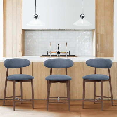 Upholstered 25'' Counter Stool with Solid Wood Frame