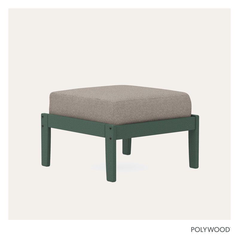 Repose-pieds Braxton, Structure verte / coussin en tweed vieilli