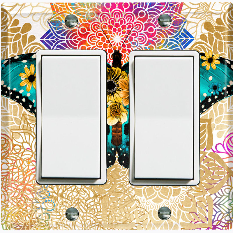 Patterned 2 - Gang Toggle Light Switch Standard Wall Plate