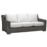 Rustic 81.25" Wide Outdoor Wicker Patio Sofa with Cushions