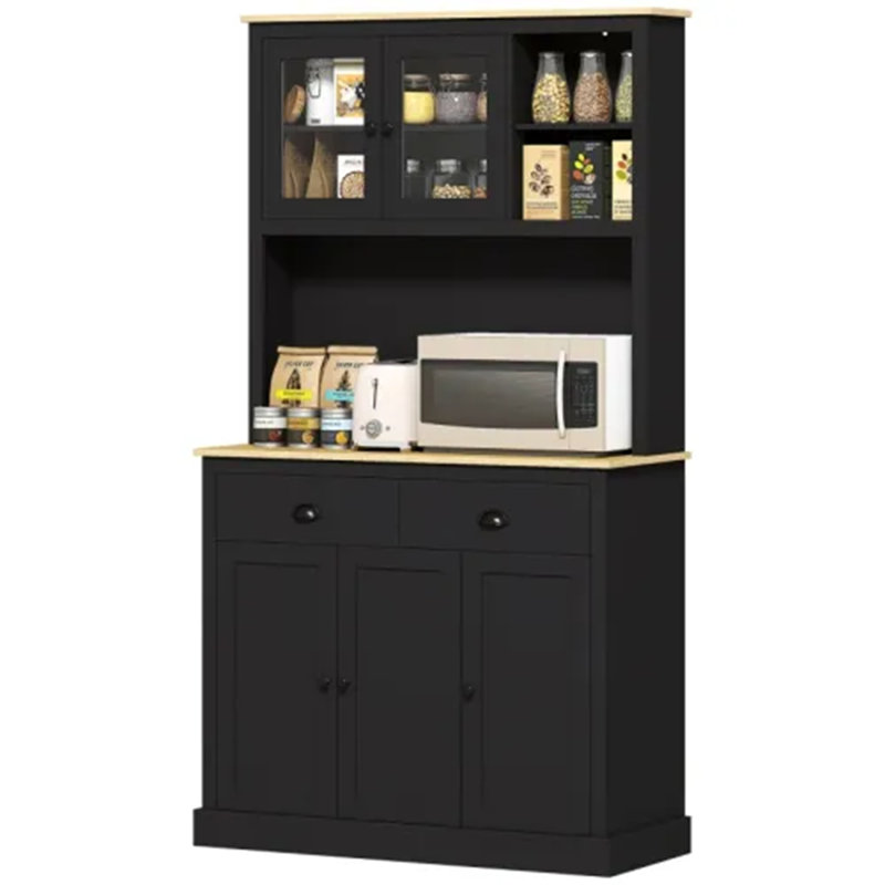 Armoire de cuisine autoportante noire, Noir